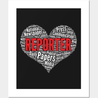 Reporter Heart Shape Word Cloud Newspaper product Posters and Art